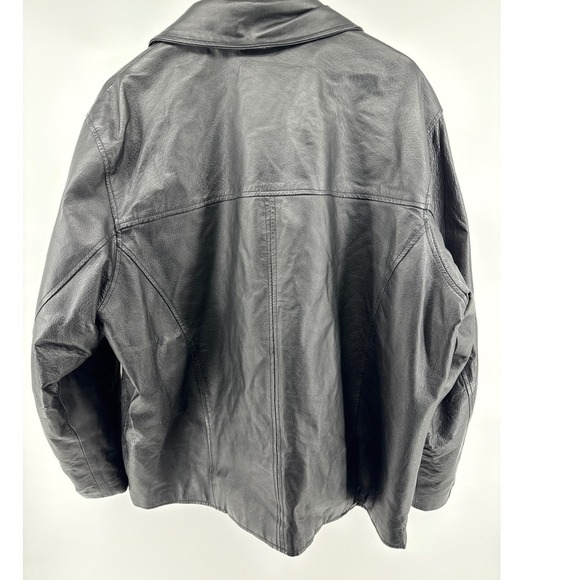 Mens Black Leather Jacket Volt Development Team Burks Bay Full Zip Unsized - Picture 6 of 9
